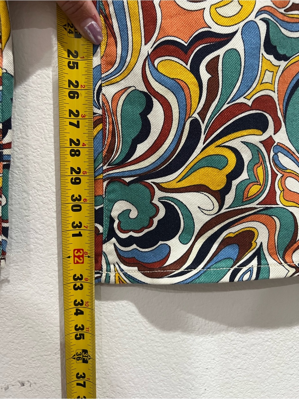 Wrangler Retro High Rise Flare Jeans 24 Psychedelic Paisley Print Festival Denim - Picture 6 of 7